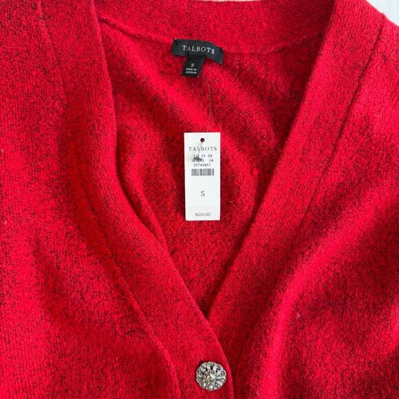 Talbots NWT Jewel Button Cardigan V Neck Red Pockets Size S - Picture 10 of 11